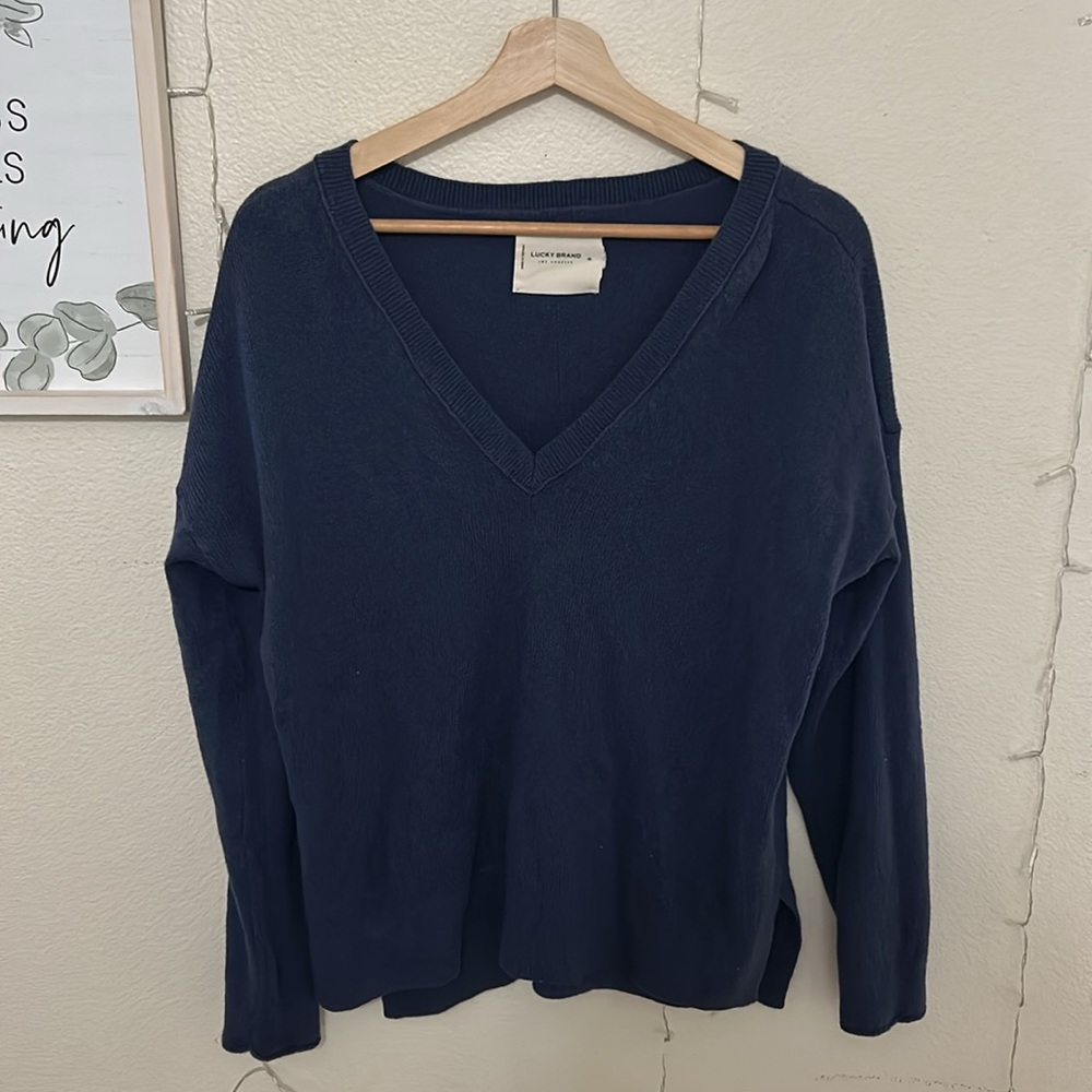 Lucky Brand Blue V Neck Sweater